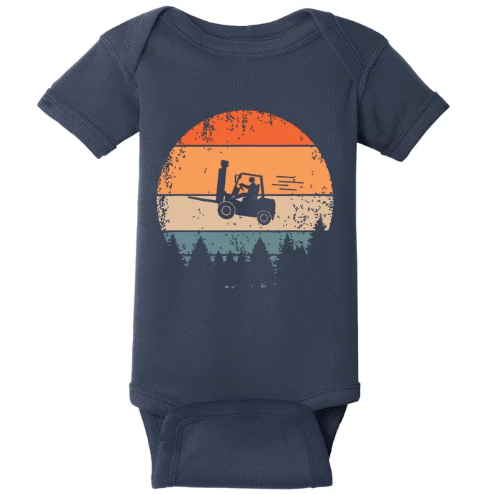 Forklift Driver Flying Forklifter Retro ForkLift Truck Baby Bodysuit