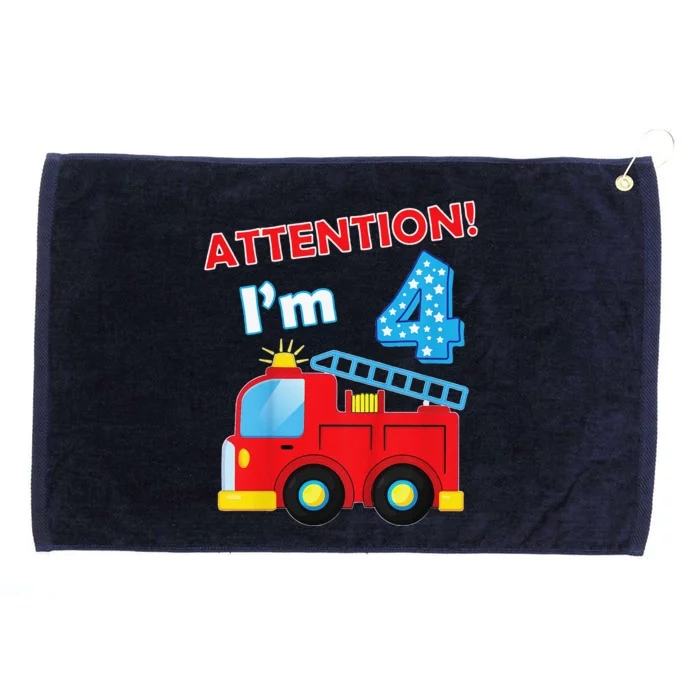 Fire Department Four 4yr 4th 4 Year Old Birthday Grommeted Golf Towel