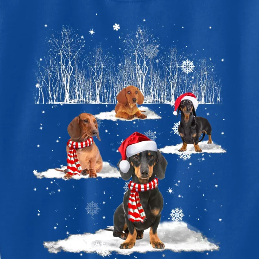 Funny Dachshund Friends Christmas On Snow Xmas Pajama Gift Kids Sweatshirt