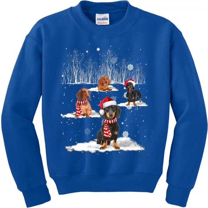 Funny Dachshund Friends Christmas On Snow Xmas Pajama Gift Kids Sweatshirt