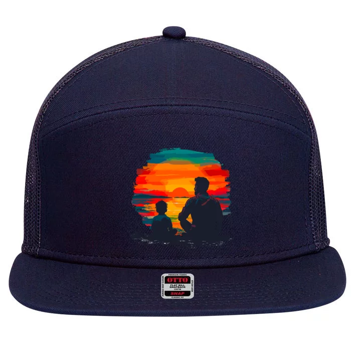 Father’S Day Father And Sun 7 Panel Mesh Trucker Snapback Hat