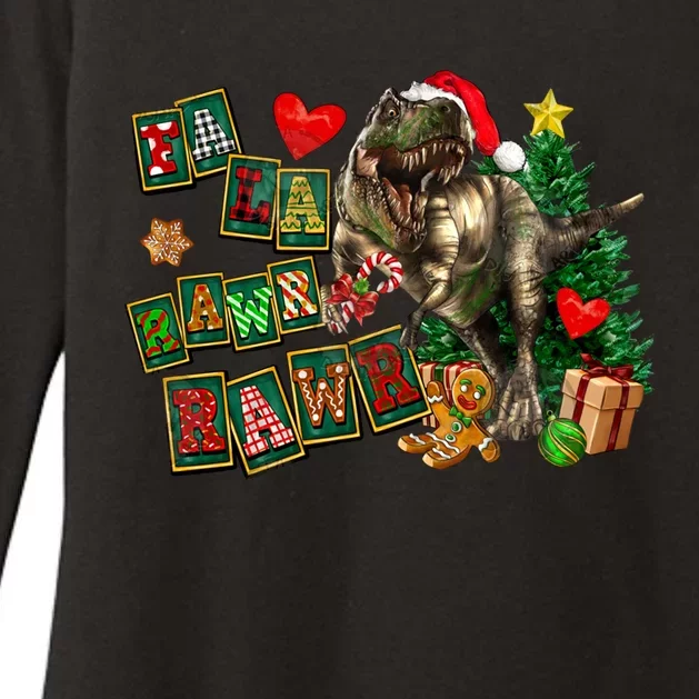 Funny Dinosaur Fa Ra Ra Rawr Christmas Pajamas Trex Xmas Gift Womens CVC Long Sleeve Shirt