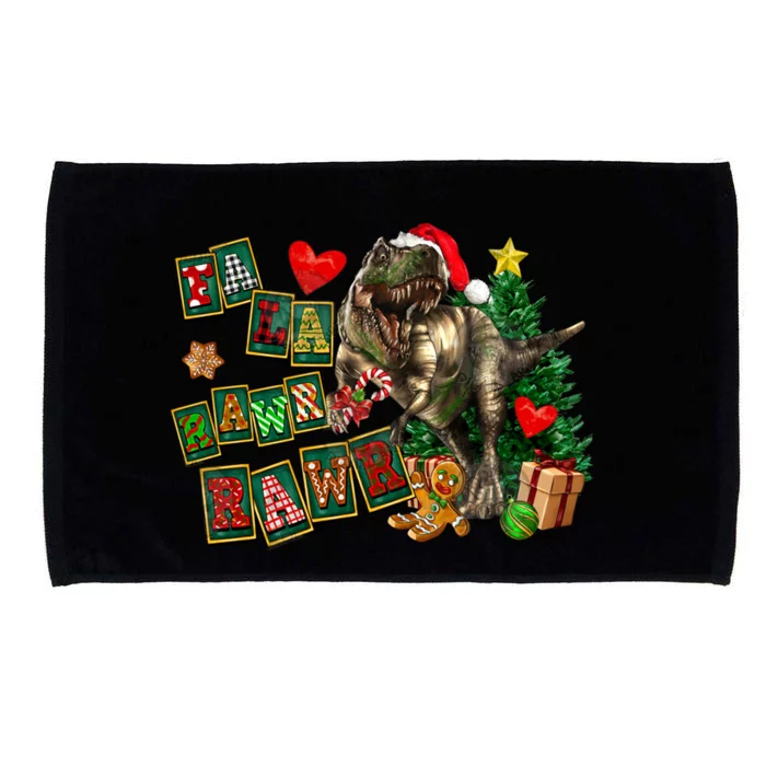 Funny Dinosaur Fa Ra Ra Rawr Christmas Pajamas Trex Xmas Gift Microfiber Hand Towel