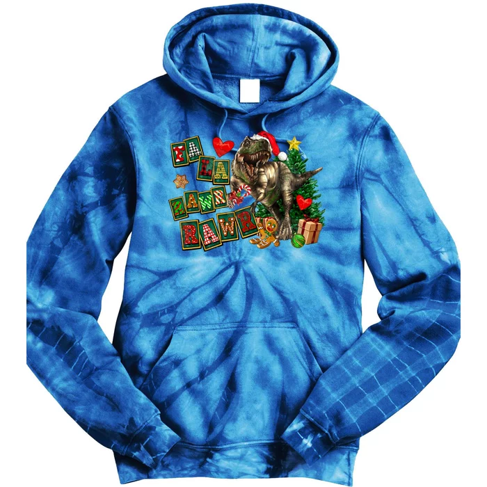 Funny Dinosaur Fa Ra Ra Rawr Christmas Pajamas Trex Xmas Gift Tie Dye Hoodie