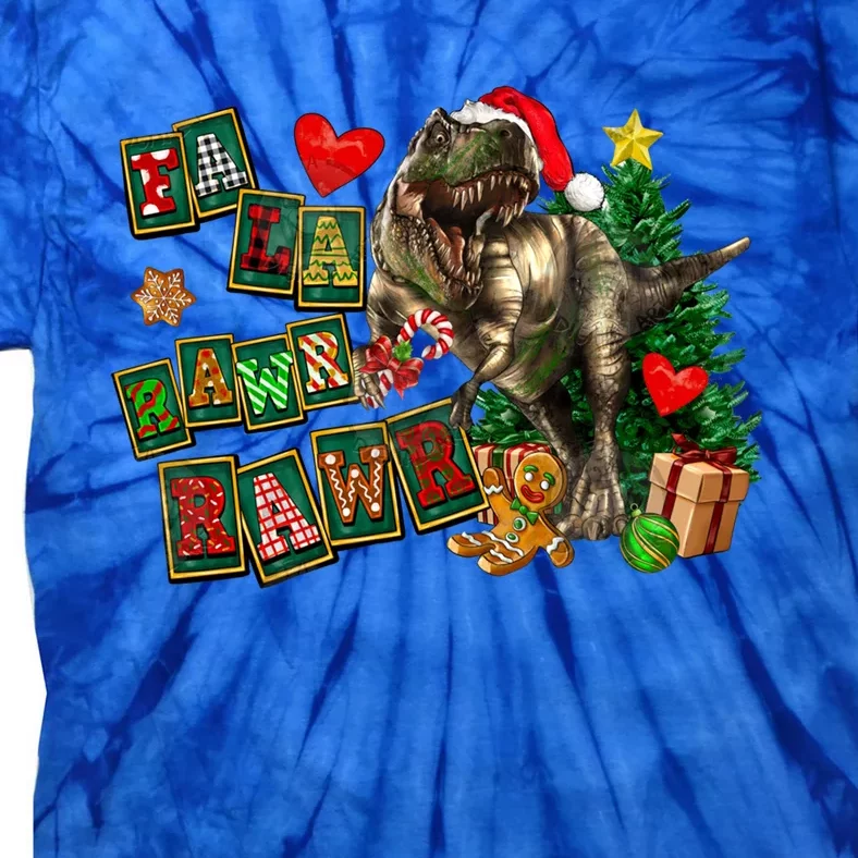 Funny Dinosaur Fa Ra Ra Rawr Christmas Pajamas Trex Xmas Gift Tie-Dye T-Shirt