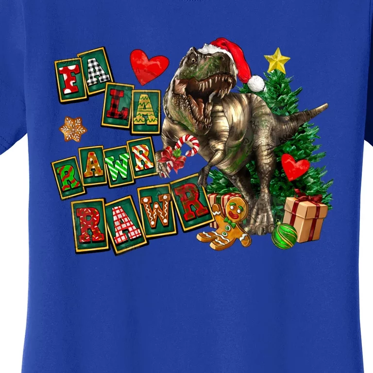 Funny Dinosaur Fa Ra Ra Rawr Christmas Pajamas Trex Xmas Gift Women's T-Shirt