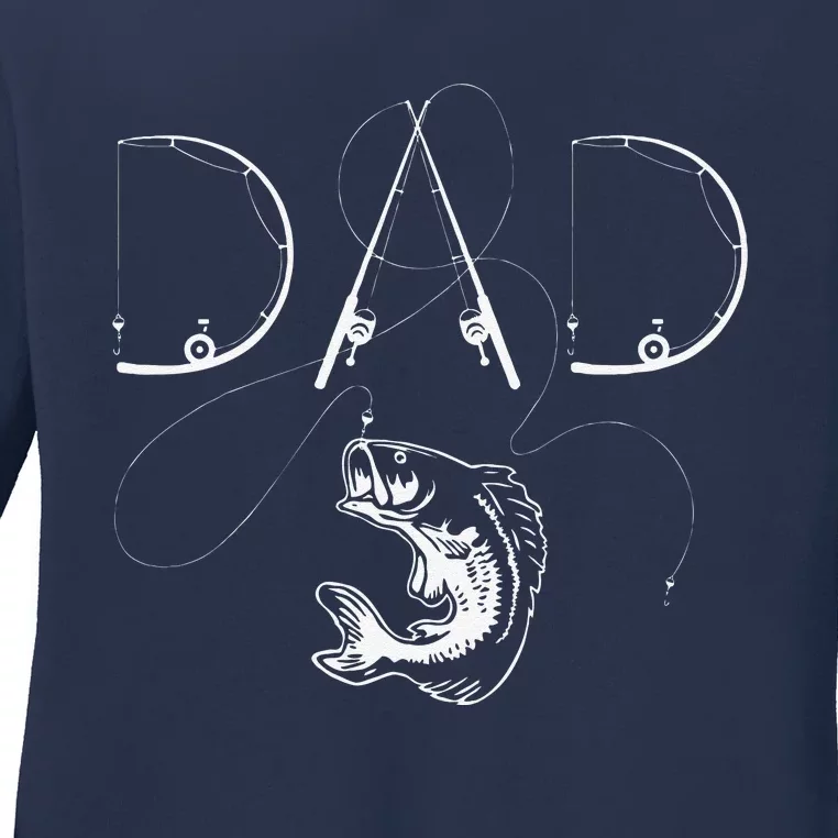 Fisherman Dad Fishing Enthusiast Fish Lover Daddy Father Ladies Long Sleeve Shirt