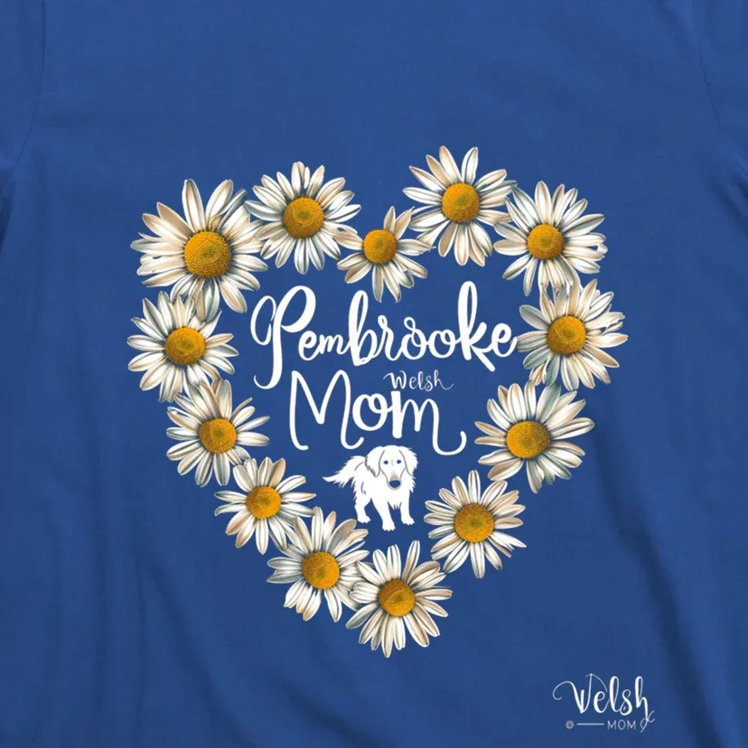 Floral Daisy Flower Heart Silhouette Pembroke Welsh Dog Gift T-Shirt