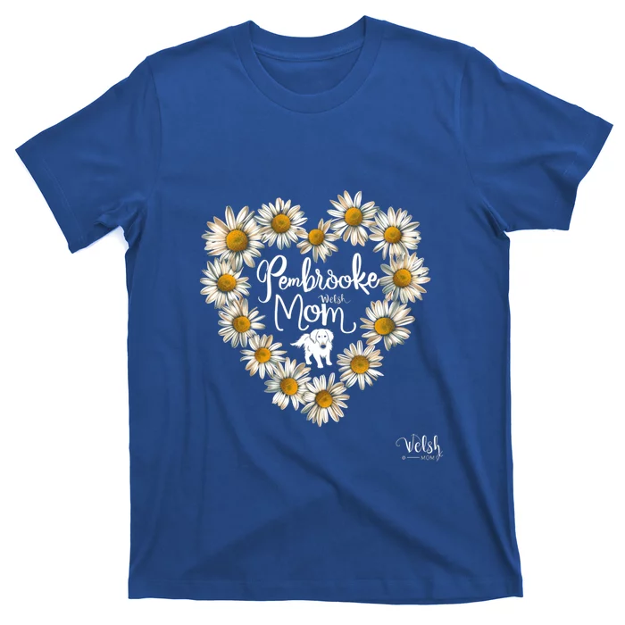 Floral Daisy Flower Heart Silhouette Pembroke Welsh Dog Gift T-Shirt