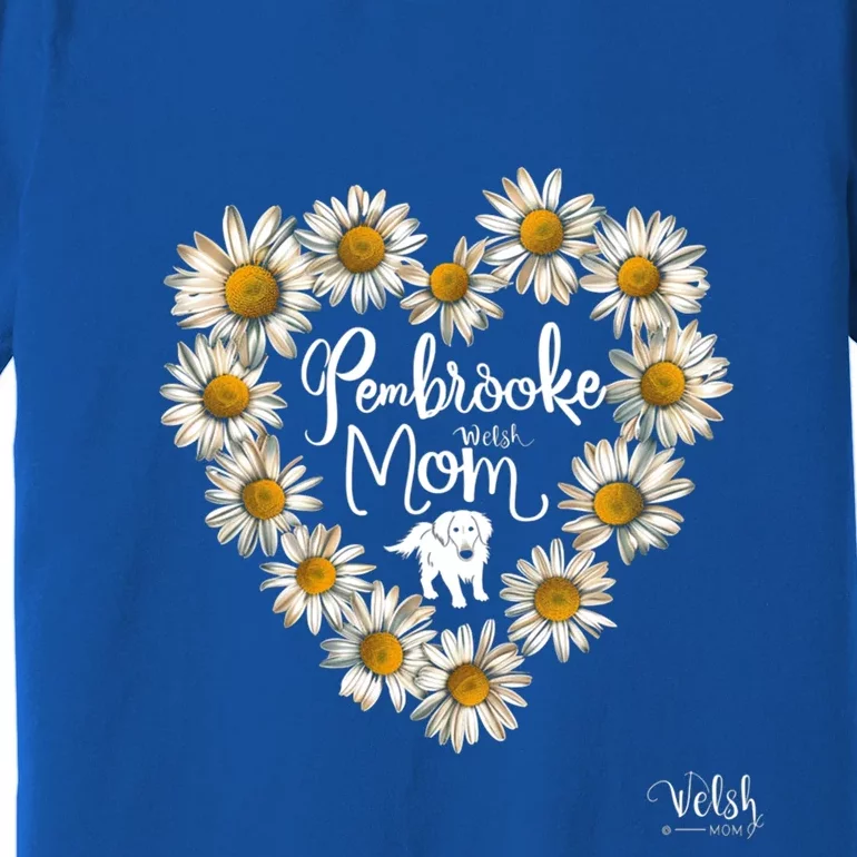 Floral Daisy Flower Heart Silhouette Pembroke Welsh Dog Gift Premium T-Shirt