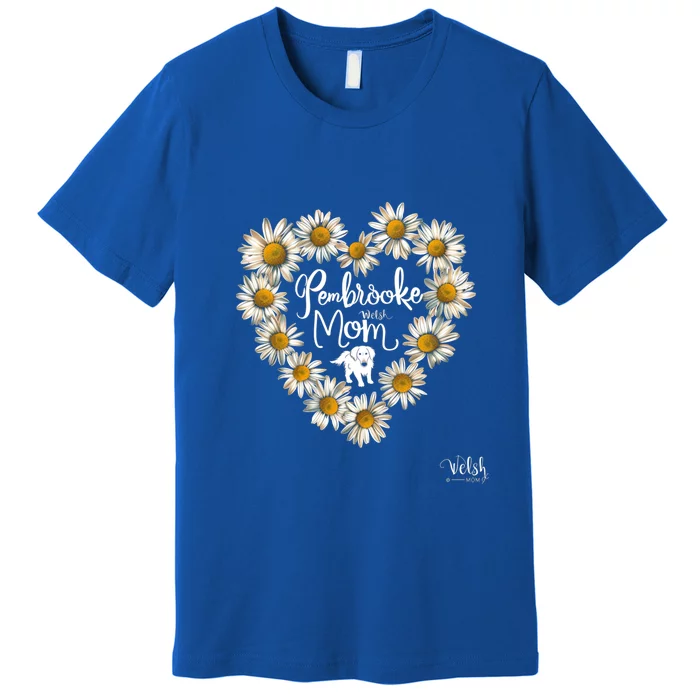 Floral Daisy Flower Heart Silhouette Pembroke Welsh Dog Gift Premium T-Shirt