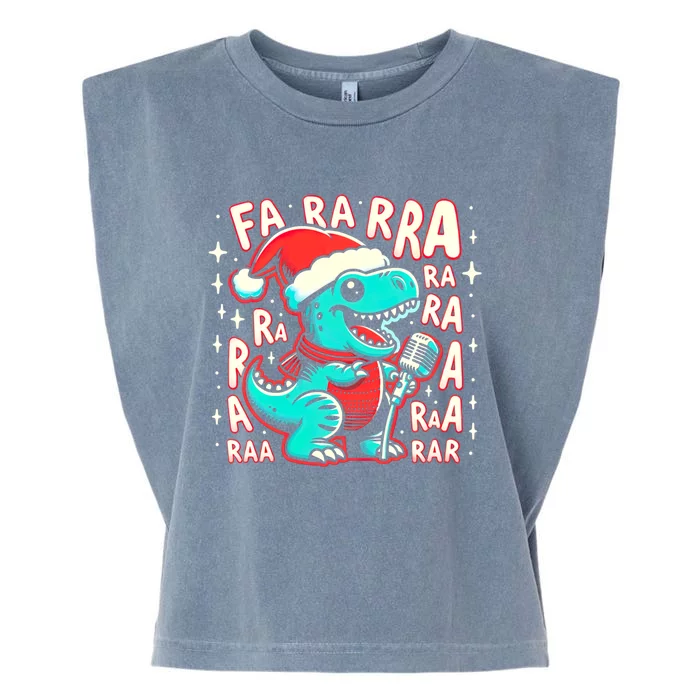 Funny Dinosaur Fa Ra Ra Rawr Trex Singing Chrismas Song Gift Garment-Dyed Women's Muscle Tee