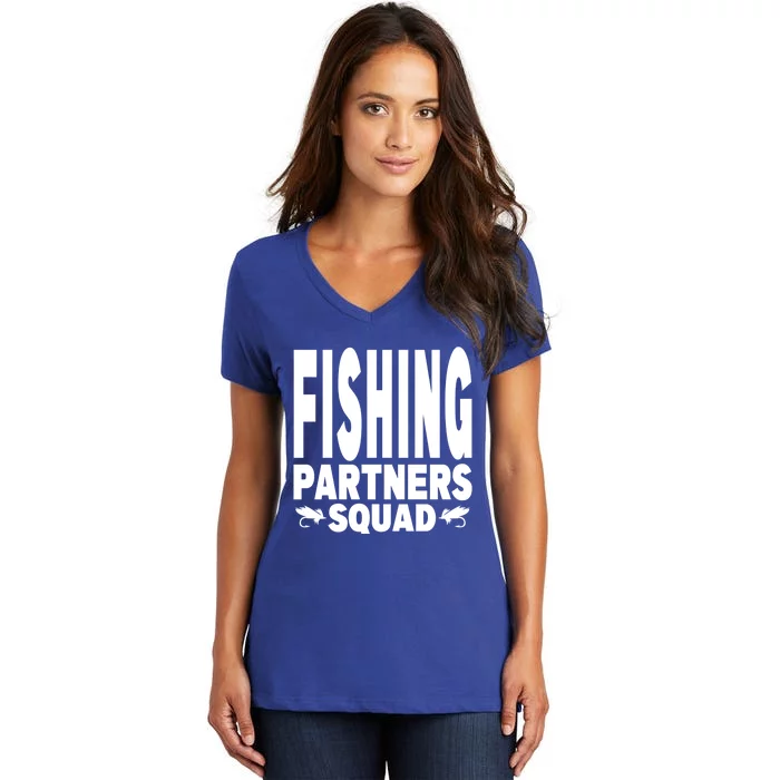 Fishing Dad Funny Gift Of Son Daughter Family Team Fishing Squad Funny Gift Women's V-Neck T-Shirt