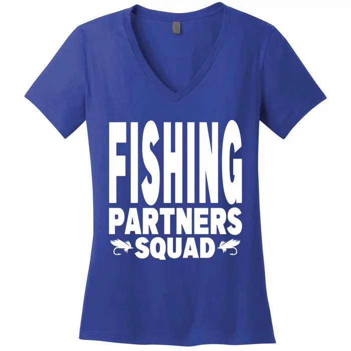 Fishing Dad Funny Gift Of Son Daughter Family Team Fishing Squad Funny Gift Women's V-Neck T-Shirt