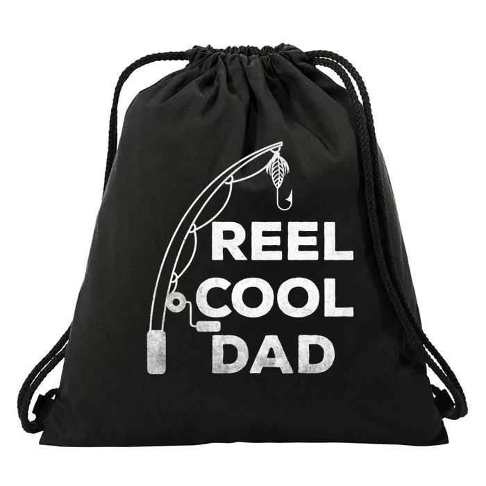 Fathers Day Funny Fisherman Reel Cool Dad Fishing Lover Drawstring Bag