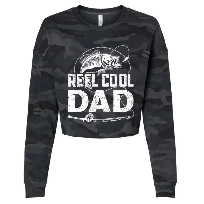 Fathers Day Funny Fisherman Reel Cool Dad Fishing Lover Cropped Pullover Crew