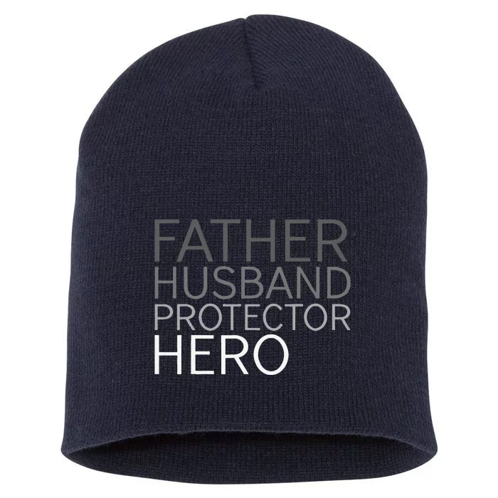 Fathers Day Father Husband Protector Hero Short Acrylic Beanie