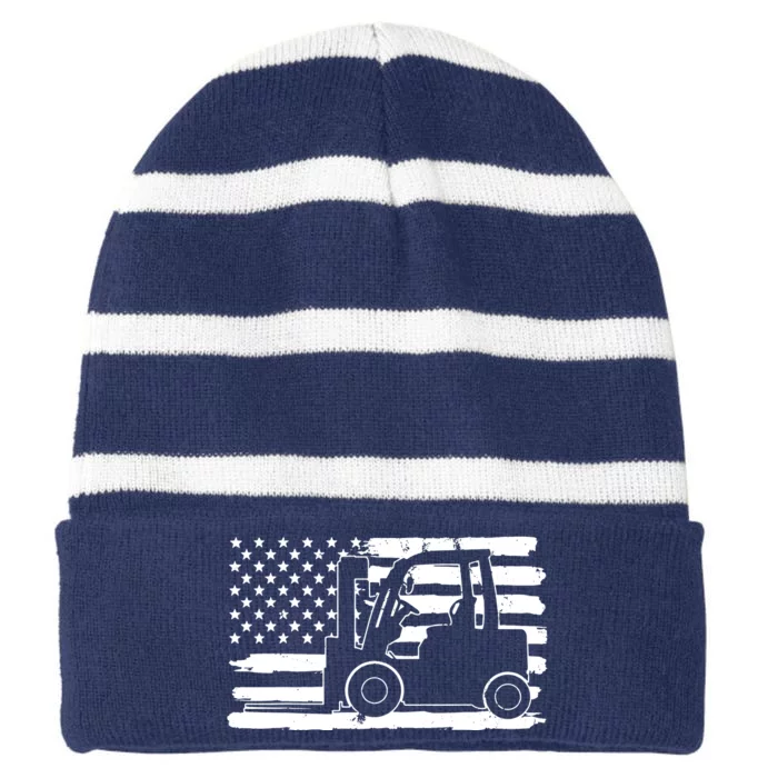 Forklift Driver Funny Striped Beanie with Solid Band