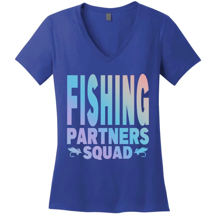 Fishing Dad Funny Gift Of Son Daughter Family Team Fishing Squad Great Gift Women's V-Neck T-Shirt