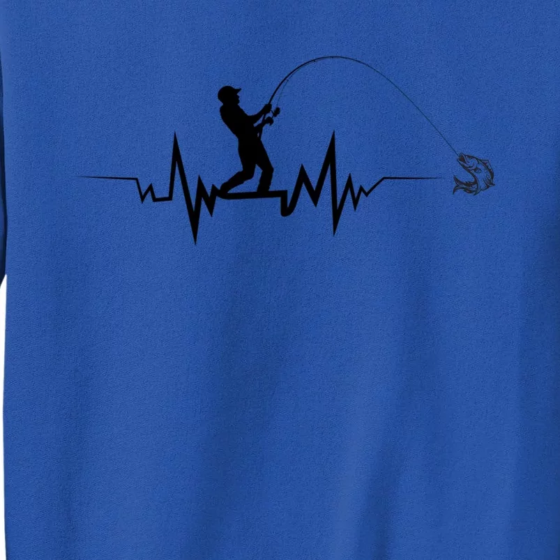 Funny Design For Fisherman Fishing Heartbeat Gift Tall Sweatshirt