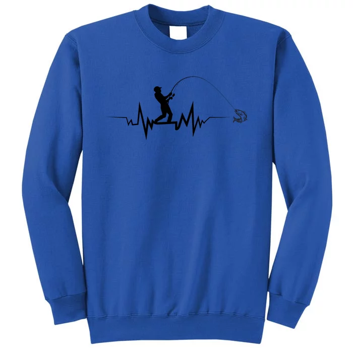 Funny Design For Fisherman Fishing Heartbeat Gift Tall Sweatshirt