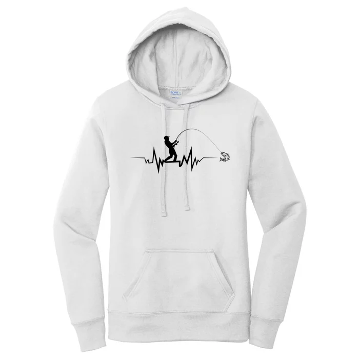 Funny Design For Fisherman Fishing Heartbeat Gift Women's Pullover Hoodie