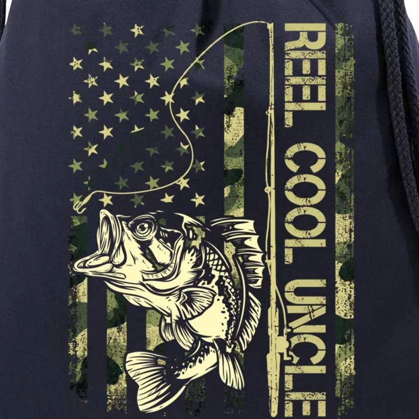 Fathers Day Funny Fisher Reel Cool Uncle Fishing Lover Gift Drawstring Bag