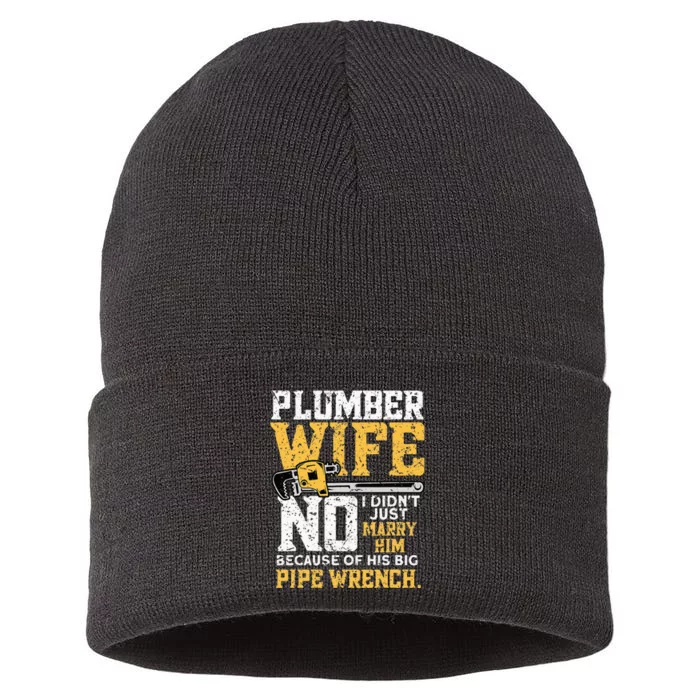 Funny Design For Plumber Wife Plumbing Pipefitters Plumber Sustainable Knit Beanie