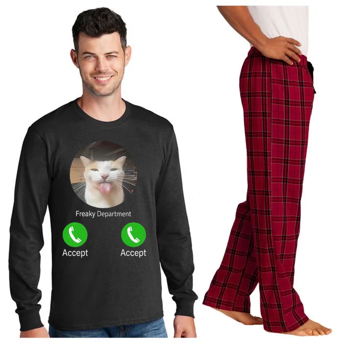 Freaky Department Funny Cat Meme Long Sleeve Pajama Set