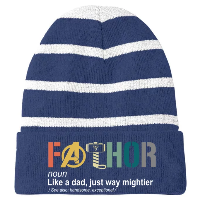 Fathor Definition Father's Day Gift Viking Hero Striped Beanie with Solid Band