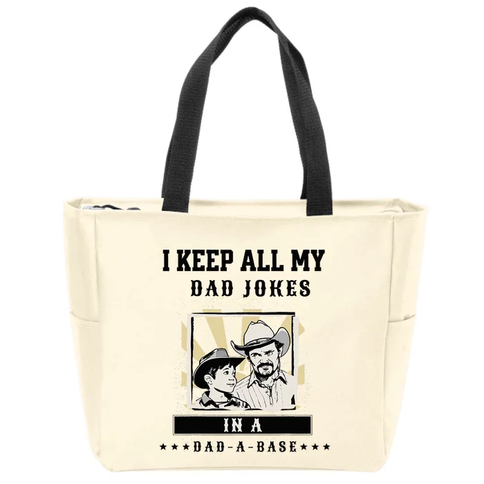 Fathers Day Funny Dad Jokes In Dad A Base Vintage Zip Tote Bag