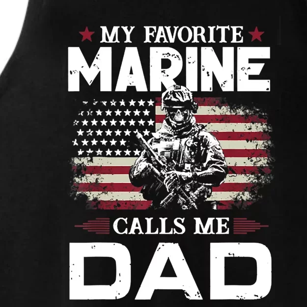 Father's Day Flag My Favorite Marine Calls Me Dad TShirt Ladies Tri-Blend Wicking Tank