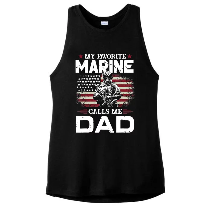 Father's Day Flag My Favorite Marine Calls Me Dad TShirt Ladies Tri-Blend Wicking Tank