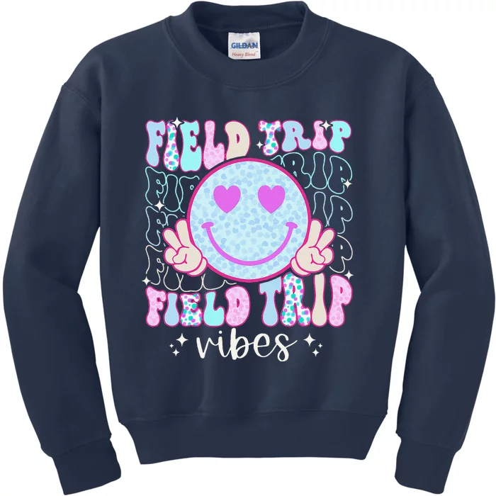 Field Day Field Trip Vibes Fun Day Groovy Teacher Student Kids Sweatshirt