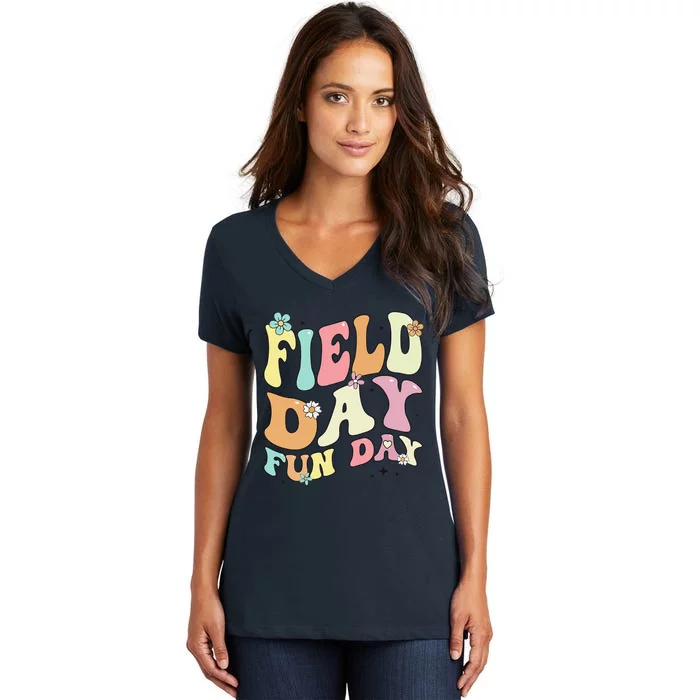 Field Day Fun Day 2024 Field Day For Teacher Women's V-Neck T-Shirt