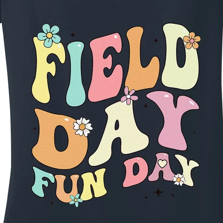 Field Day Fun Day 2024 Field Day For Teacher Women's V-Neck T-Shirt