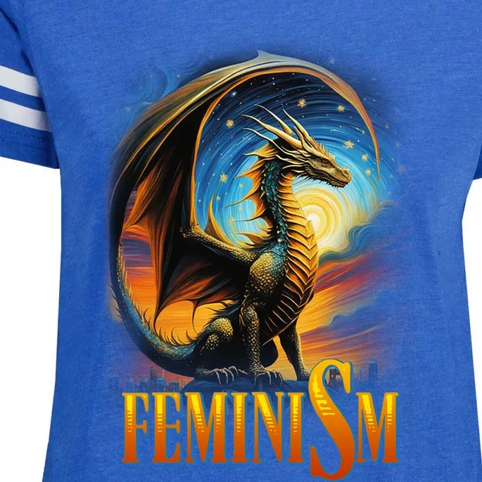 Feminism Dragon Fantasy Enza Ladies Jersey Football T-Shirt