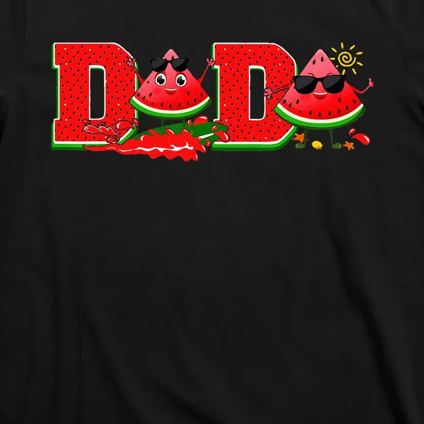 Funny Dada Family Matching Surfing Watermelon Summer Vibes T-Shirt