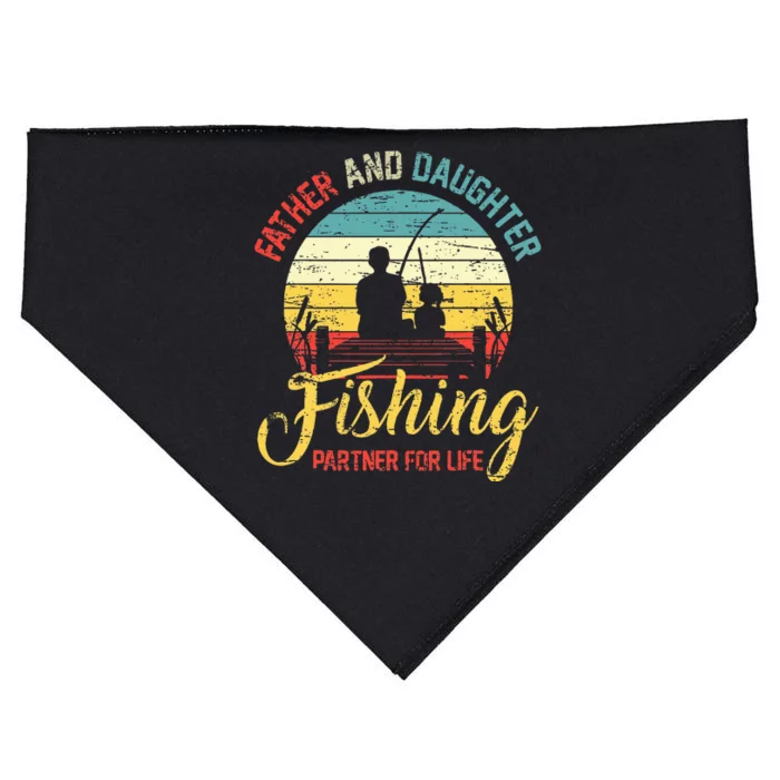 Father Daughter Fishing Partner For Life Retro Matching Dad USA-Made Doggie Bandana