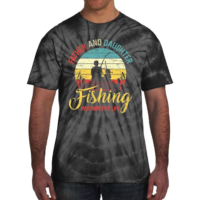 Father Daughter Fishing Partner For Life Retro Matching Dad Tie-Dye T-Shirt