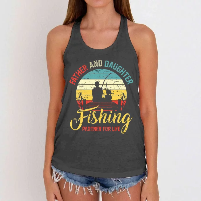 Father Daughter Fishing Partner For Life Retro Matching Dad Women's Knotted Racerback Tank