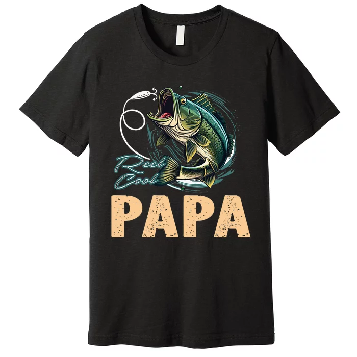 Fathers Day Funny Fisherman Reel Cool Papa Fishing Lover Premium T-Shirt