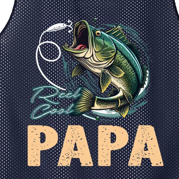 Fathers Day Funny Fisherman Reel Cool Papa Fishing Lover Mesh Reversible Basketball Jersey Tank