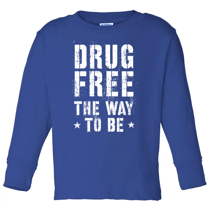 Funny Drug Free The Way To Be Clean Na Inspirational Funny Gift Toddler Long Sleeve Shirt