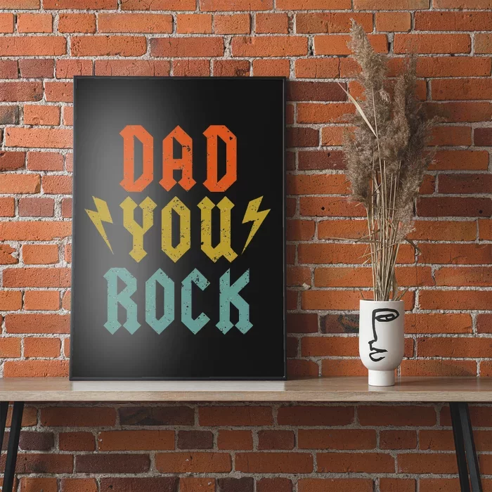 Fathers Day Funny Dad You Rock Guitar Vintage Adults Poster