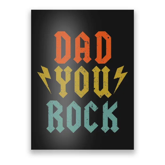 Fathers Day Funny Dad You Rock Guitar Vintage Adults Poster