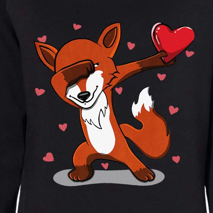 Funny Dabbing Fox Heart Valentine's Day Gifts Womens California Wash Sweatshirt