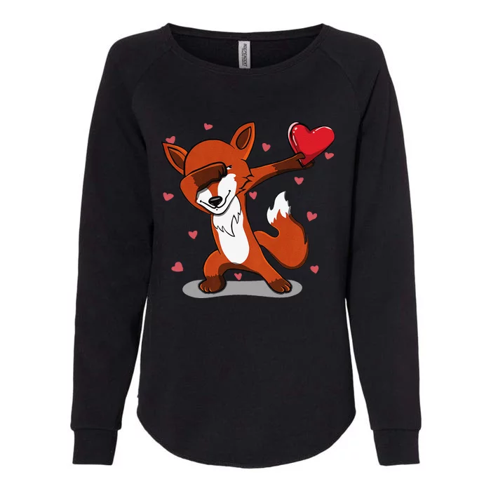 Funny Dabbing Fox Heart Valentine's Day Gifts Womens California Wash Sweatshirt