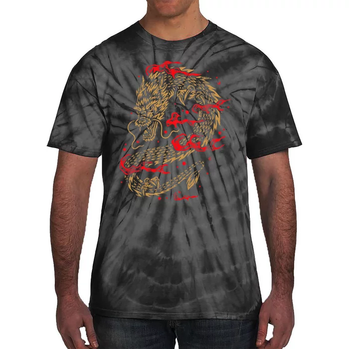 Fire Dragon Fantasy Asian Animal Gift Idea Asian Dragon Tie-Dye T-Shirt