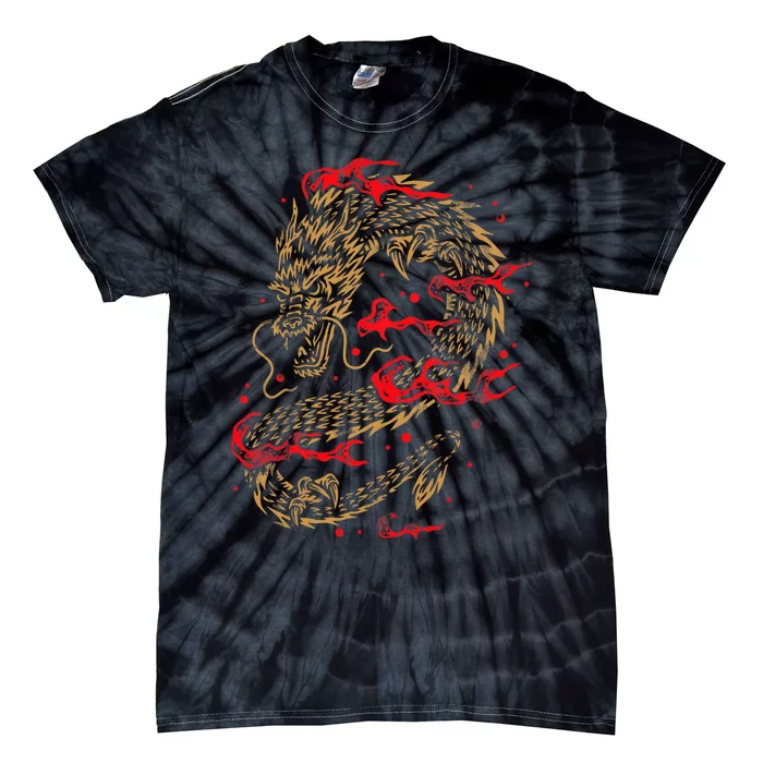 Fire Dragon Fantasy Asian Animal Gift Idea Asian Dragon Tie-Dye T-Shirt